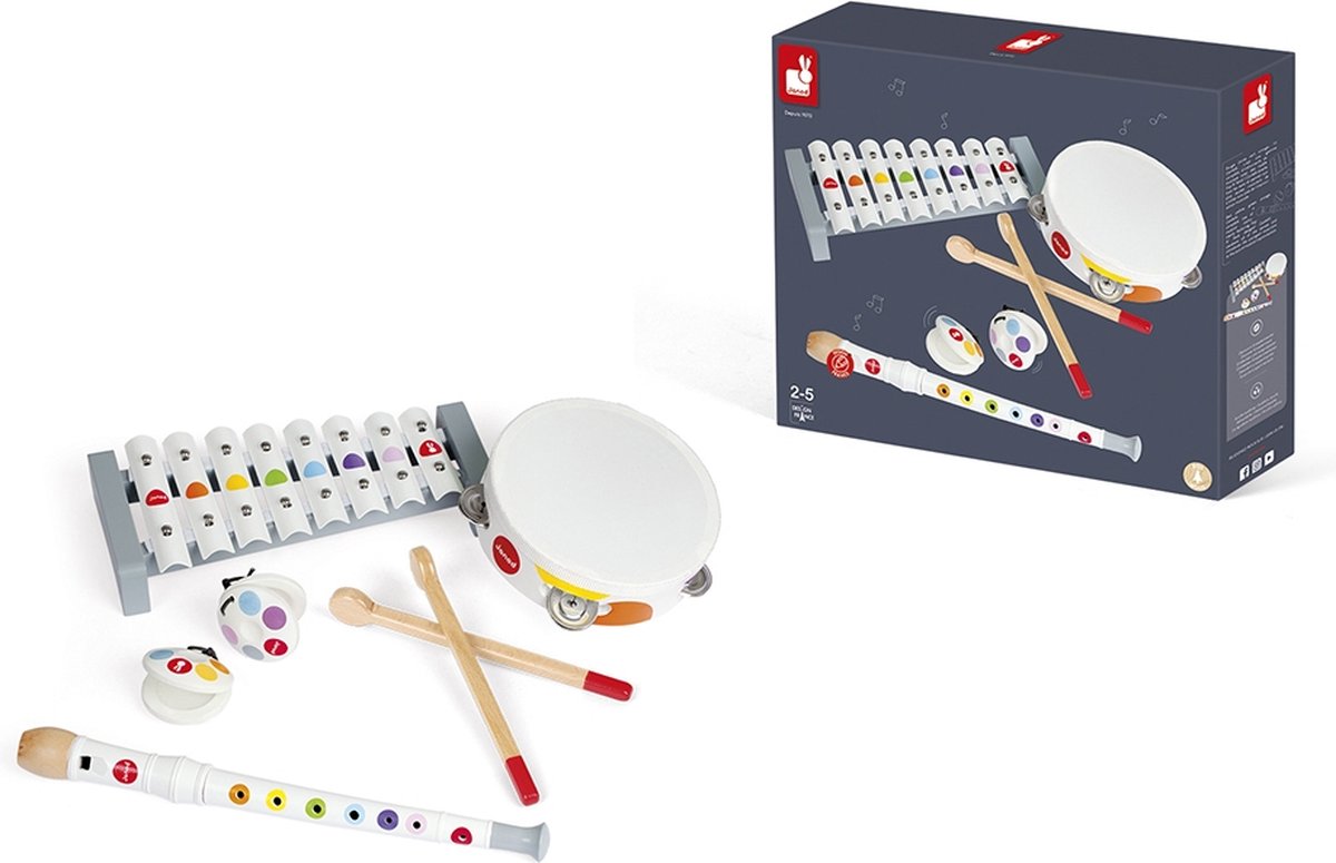 Janod - confetti - muziekinstrumenten set - voor kleine muzikanten