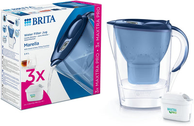 Brita - waterfilterkan - marella cool - 2,4l - blauw - incl. 3 maxtra pro all-in-1 waterfilterpatronen - voordeelverpakking
