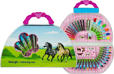 Merkloos overige merken paarden kleurkoffer 51-delig