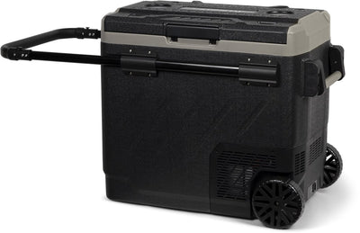 Steamy -e dual zone roller elektrische compressor koelbox op wielen - dual zone - 58 liter - 12v en 230v - voor auto en camping - zwart
