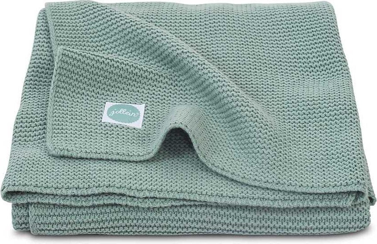Jollein - deken wieg 75x100cm - wiegdeken, wiegdekentje, dekentje baby - basic knit - forest green