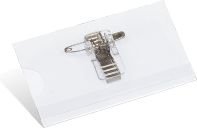 Kangaro naambadge - 40x75mm - met clip, speld en insteekkaartjes wit - doos 24 stuks