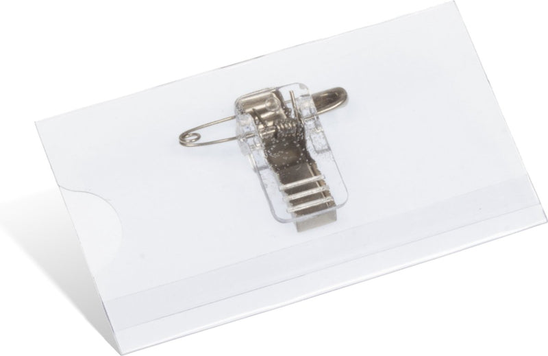 Kangaro naambadge - 40x75mm - met clip, speld en insteekkaartjes wit - doos 24 stuks - k-44100