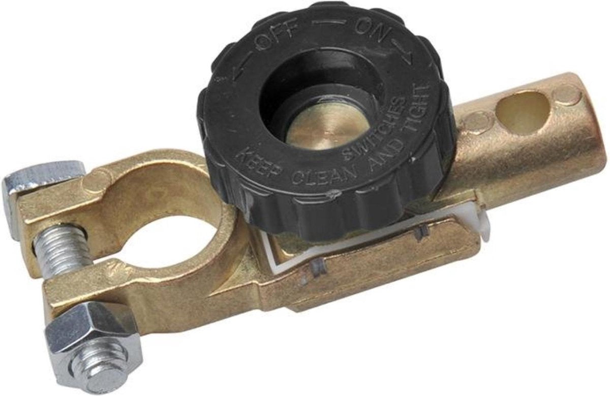Proplus accupoolklem ø 17,5 mm – accupoolklem met stroomonderbreker voor minpool 6-24v – 125a 500a – goud zwart