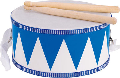 Goki houten trommel met stokken blauw wit