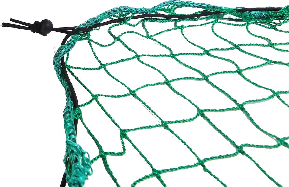 Crossafe aanhangernet aanhangwagen 200x350cm, met elastiek met stopper, maaswijdte 50x50 mm afdeknet groen