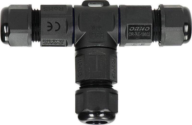 Orno waterdichte kabelverbinder 3-aderig - t splitter - snelkoppeling - ip68 connector (lasdoos kabeldoos kabelmof)