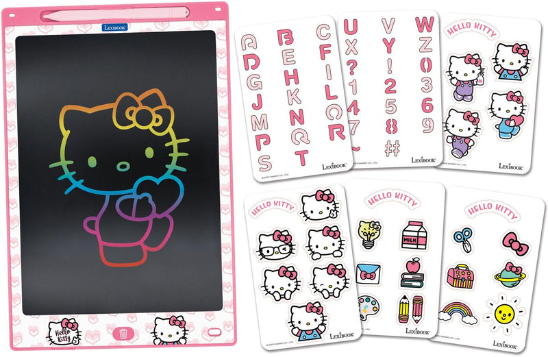 Lexibook hello kitty 11’’ meerkleurige leer- en teken-e-ink-tablet met sjablonen