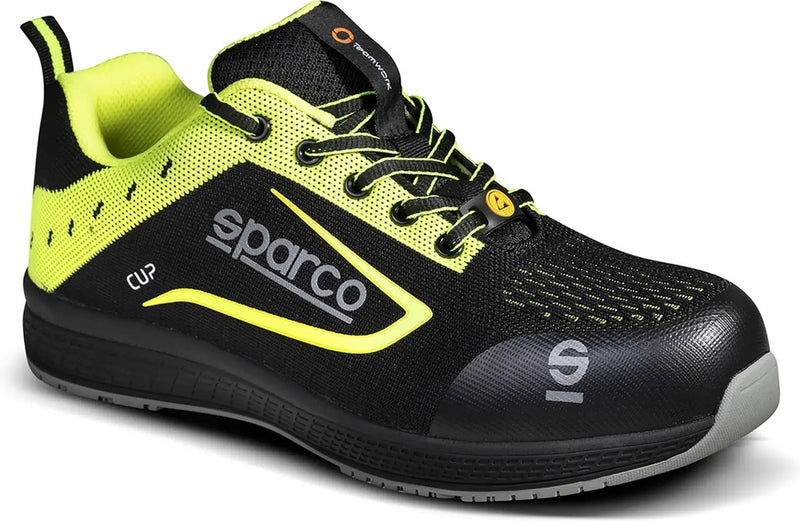 Sparco cup nurburg – lichtgewicht s1p veiligheidsschoen met ademend jacquard en sportieve stijl - zwart 43