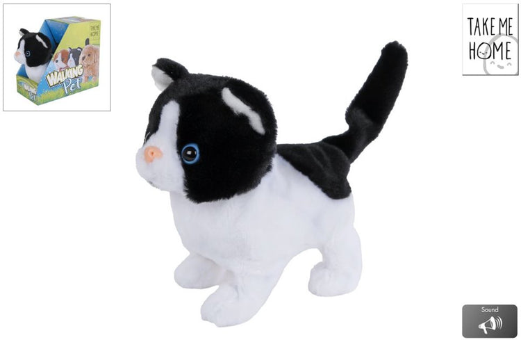 Take me home interactieve looppoes zwart wit, 15,5cm