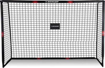 Dunlop voetbaldoel - voetbal goal 240 x 160 x 85 cm - voetbalgoal groot - buitenspeelgoed voor kinderen en volwassenen - snelle montage - voetbal training doel - metaal - zwart rood