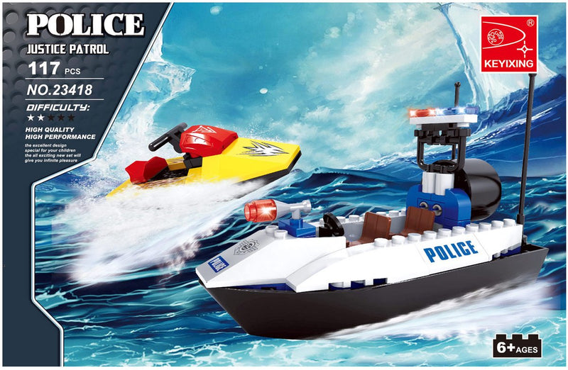 Lobbes bouwset politie patrouille boot - speelgoed bouwpakket 117-delig.