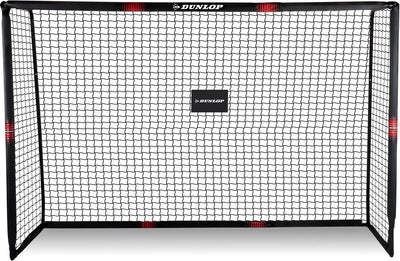 Dunlop voetbaldoel - voetbal goal 300 x 200 x 120 cm - voetbalgoal groot - buitenspeelgoed voor kinderen en volwassenen - snelle montage - voetbal training doel - metaal - zwart rood