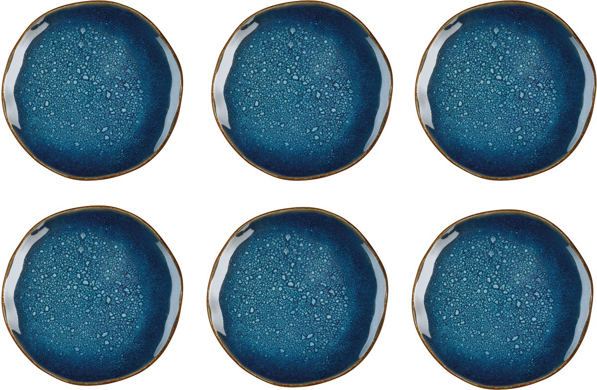 Medard de noblat - vertigo denim - dessertborden 21 cm - 6 delig - stoneware