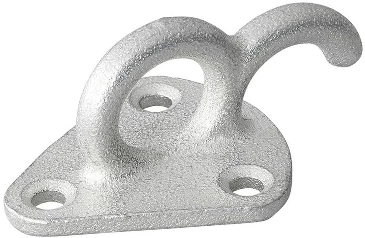 Proplus set van 5 touwhaken met oog 70 x 45 mm – voor aanhanger dekzeil en spanlijnen – 3 schroefgaten – zilver