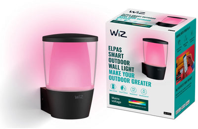 Wiz buitenlamp - elpas wandlamp - gekleurd en wit licht - slimme led verlichting - 230v - zwart