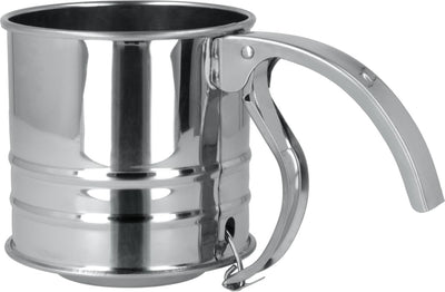 Metaltex - meelzeef - bloemzeef - poedersuiker - 225g inhoud - rvs - vaatwasserveilig - handvatklem