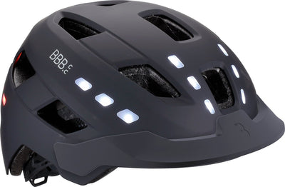 Bbb cycling fietshelm met verlichting - district led - ebike helm voor heren dames - abs shell - medium large: 54 - 60cm - mat zwart - bhe-162