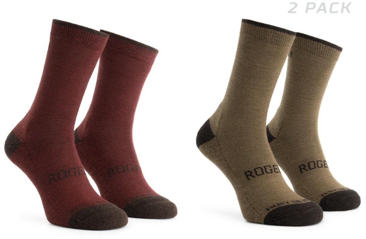 Rogelli merino wool dames en heren 2 pack fietssokken - bordeaux bruin