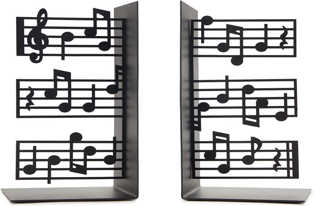 Balvi boekensteunen set muziek metaal zwart