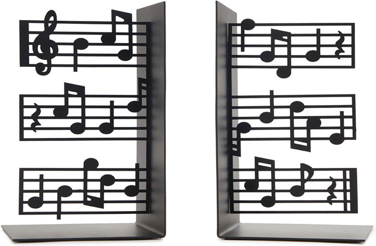 Balvi boekensteunen set muziek metaal zwart
