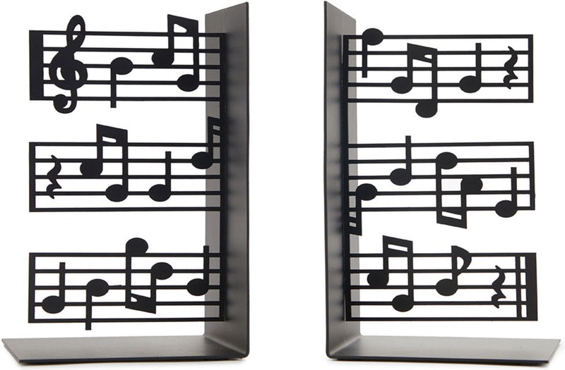 Balvi boekensteunen set muziek metaal zwart