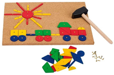Goki klopspel - hamer- en nagelspel - 21x30cm - 212 delen - 3 jaar