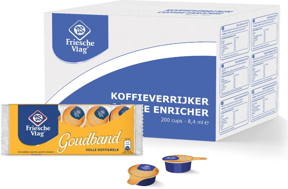 Friesche vlag goudband – koffiemelk cups – 20 x 10 x 7 ml – voordeelverpakking