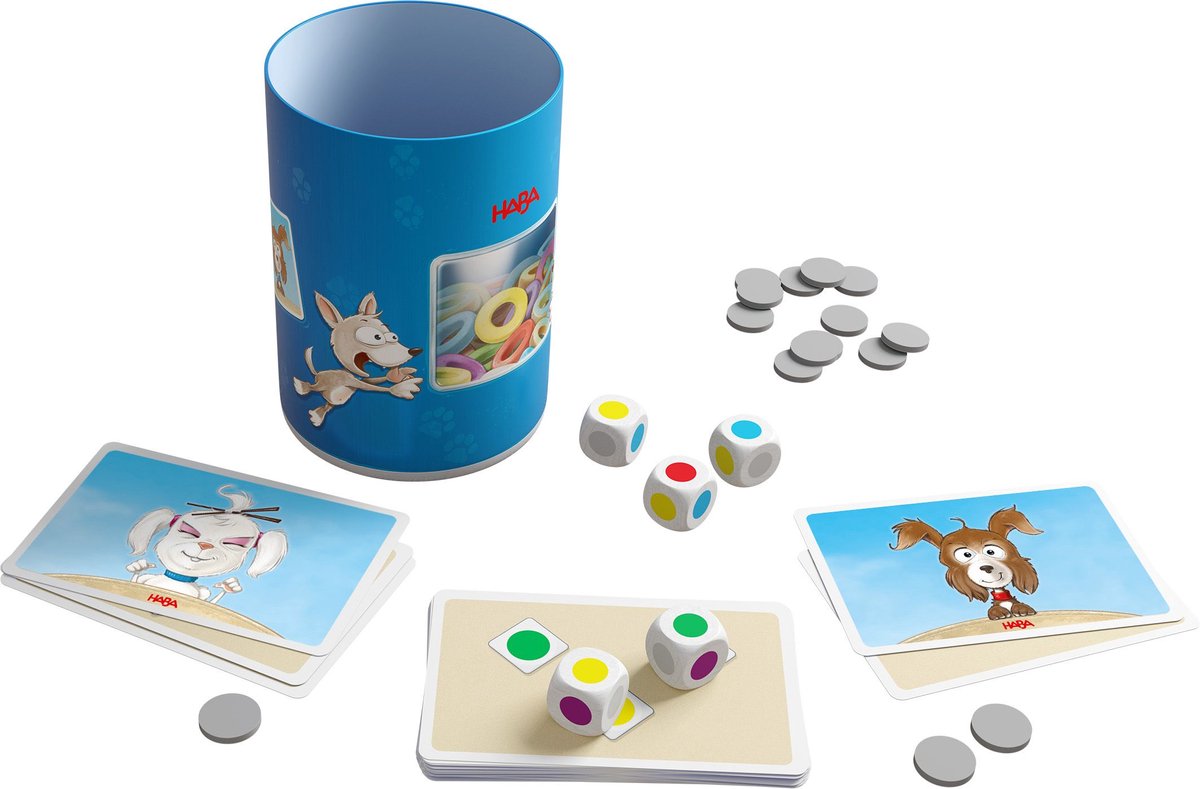 Haba spel dobbelbeker wow wau educatief kinderspel multicolor.