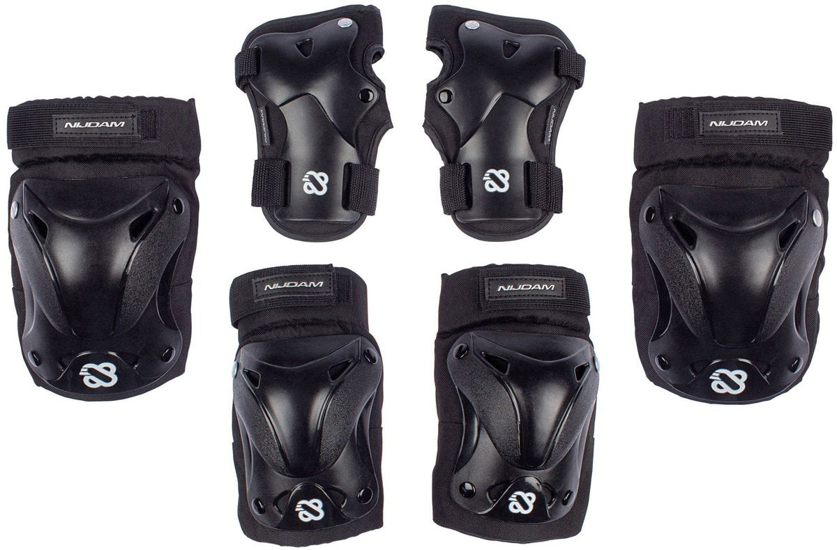 Nijdam skate beschermset senior - ink shield - zwart zilvergrijs - l