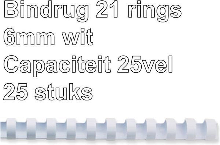 Fellowes plastic bindruggen - 6 mm - 21-ringen - a4 - wit