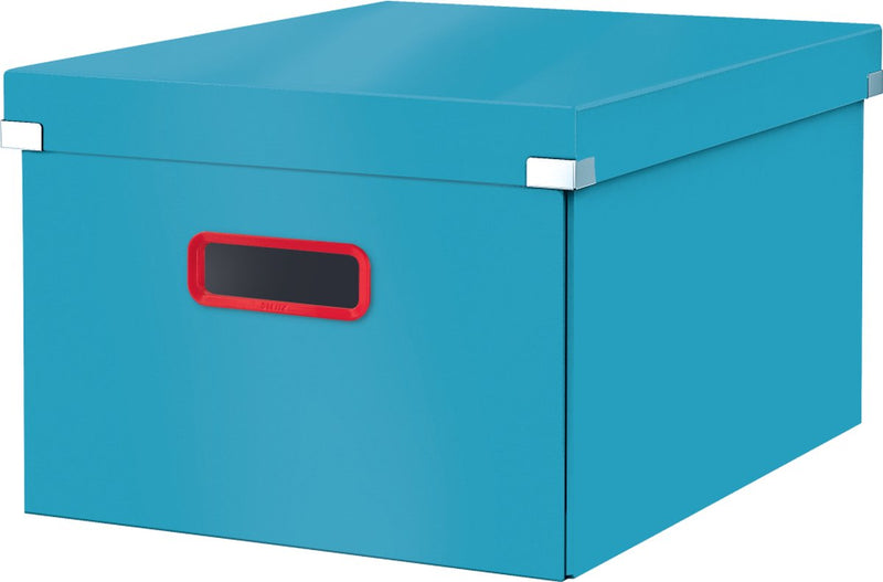 Leitz cosy click store middelgrote a4 opbergdoos - 85% gerecycled karton - opvouwbare archiefdoos met deksel - 28.1 x 20 x 37 cm (bxhxd) - sereen blauw