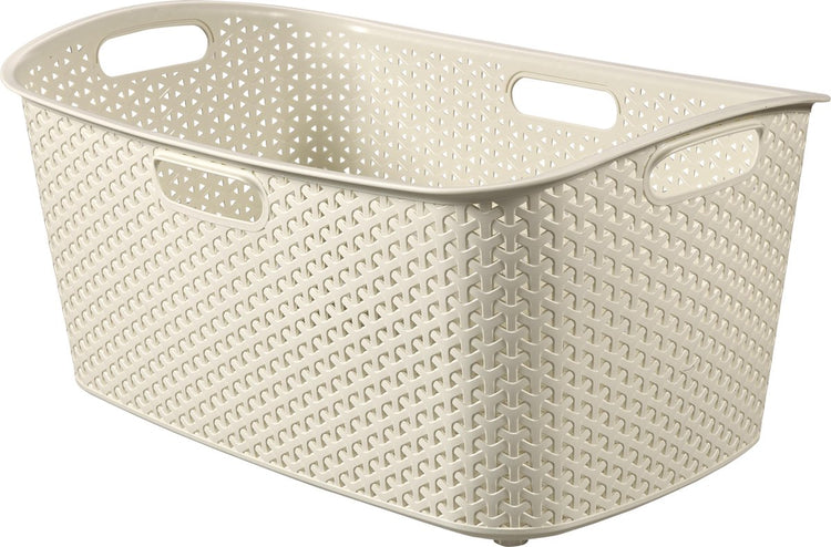 Curver my style - wasmand - 47l - rattan look - ergonomische handgrepen - off-white