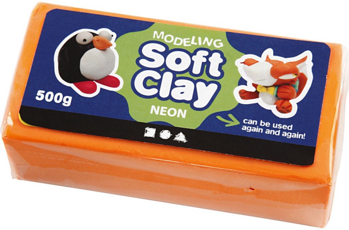 Creativ company cc soft clay 500 gr neon oranje