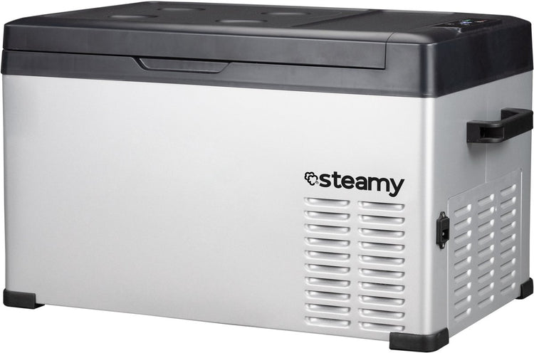 Steamy -e single zone elektrische compressor koelbox - single zone - 27 liter - 12v en 230v - voor auto en camping - zilver