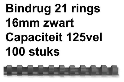 Gbc combbind 16mm zwart d100x