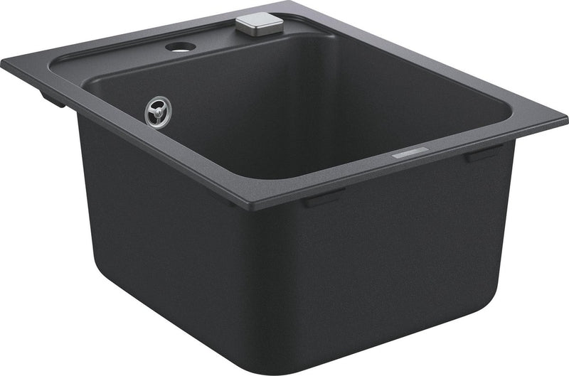Grohe k700 composiet spoelbak - 40cm - inbouw - met overloop en automatische afvoer - granite black