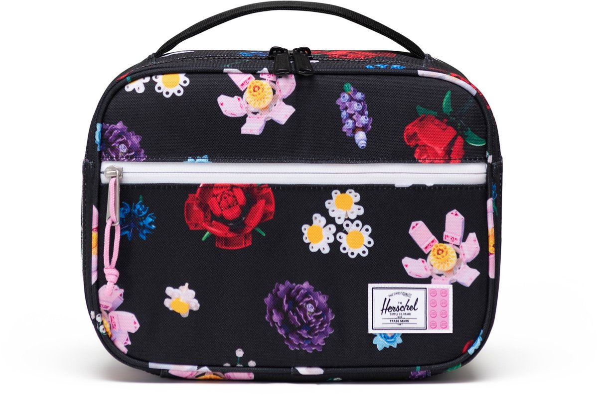 Herschel thermische zak lego pop quiz lunch box little falling florals zwart