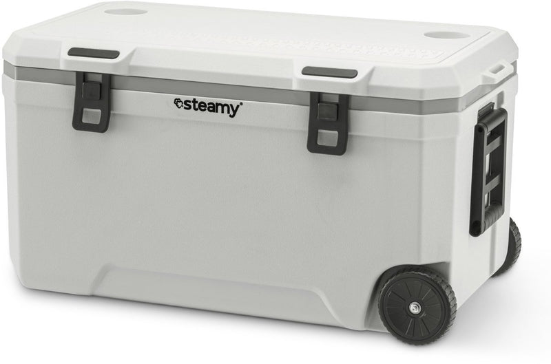 Steamy marine 120 roller - grote koelbox op wielen - speciaal voor op de boot - 120 liter - wit