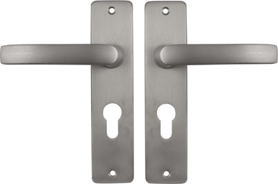 Starx deurklink zilver - rvs look â€“ deurbeslag â€“ deurschild voor profielcilinder (pc55) â€“ deurklink blok