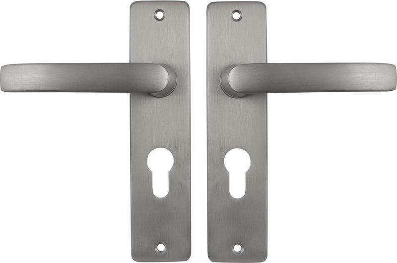 Starx deurklink zilver - rvs look â€“ deurbeslag â€“ deurschild voor profielcilinder (pc55) â€“ deurklink blok