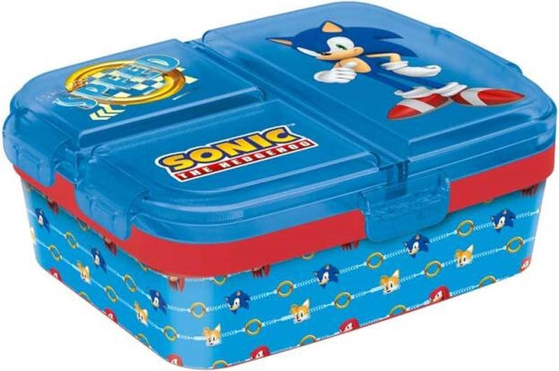 Stor sonic the hedgehog kinderlunchbox – broodtrommel met 4 vakken voor kinderen vanaf 4 jaar - vaatwasserbestendig bpa-vrij - lichtblauw