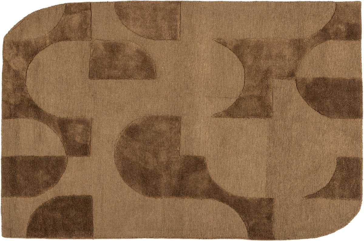 Woood livo vloerkleed - wol katoen - bruin - 170x240