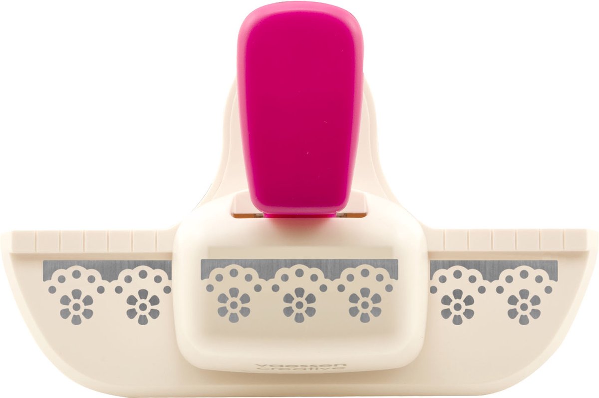 Vaessen creative pons - randpons bloemetjes - 1,4 x 4,5 cm - ivoor roze