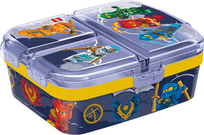 Stor lego ninjago kinderlunchbox – broodtrommel met 4 vakken voor kinderen vanaf 4 jaar - vaatwasserbestendig bpa-vrij - donkerblauw