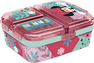 Stor disney's minnie mouse kinderlunchbox – broodtrommel met 4 vakken voor kinderen vanaf 4 jaar - vaatwasserbestendig bpa-vrij - roze turquoise