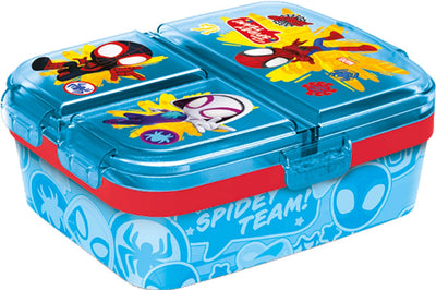 Stor marvel's spidey kinderlunchbox – broodtrommel met 4 vakken voor kinderen vanaf 4 jaar - vaatwasserbestendig bpa-vrij - lichtblauw