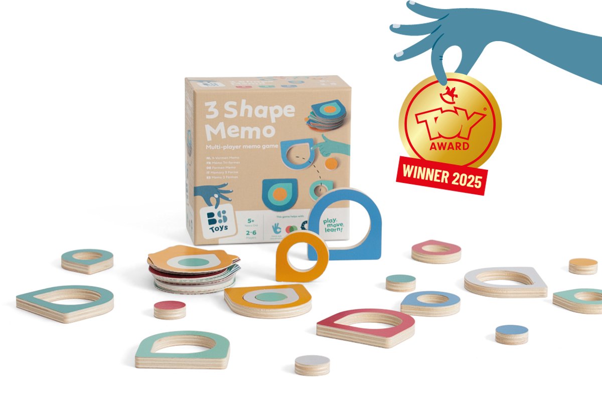 Bs toys 3-vormen memo - 3 shape memo - toy award winner - memory spel - tafelspel - educatief speelgoed - fsc hout - geschikt vanaf 5 jaar