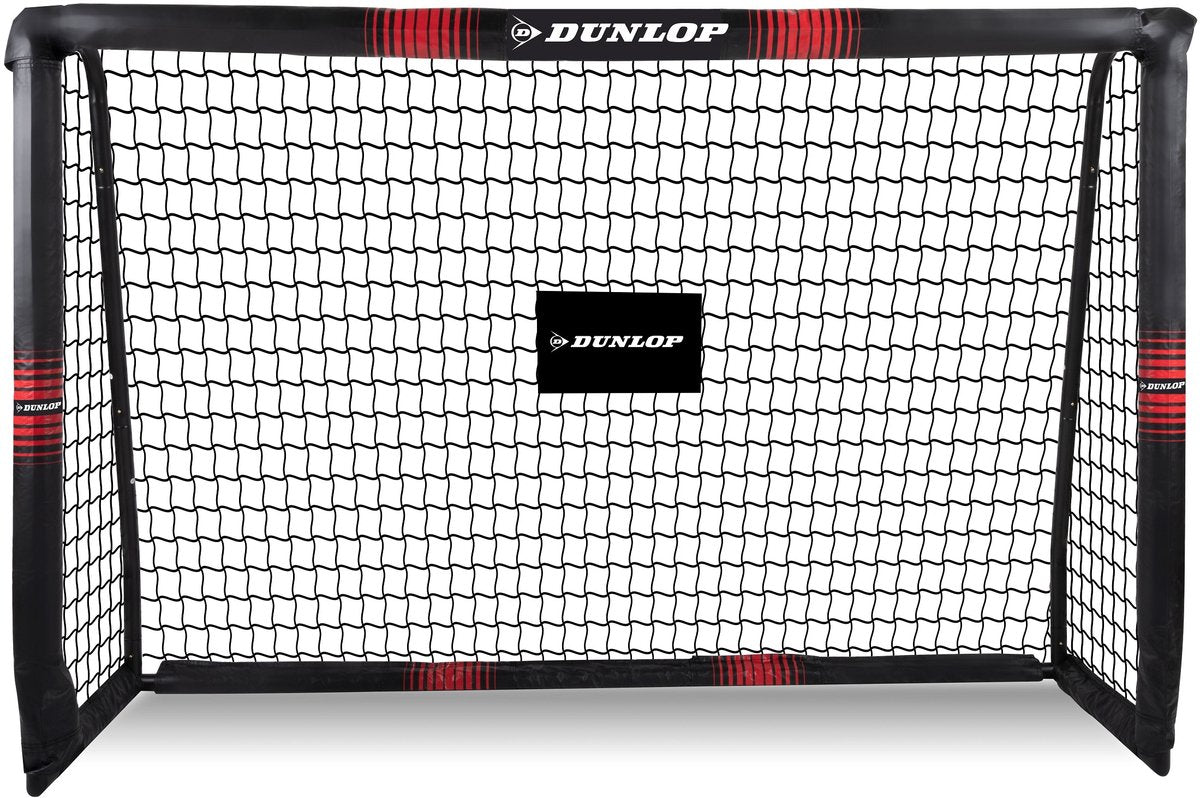 Dunlop voetbaldoel - voetbal goal 180 x 120 x 60 cm - voetbalgoal groot - buitenspeelgoed voor kinderen en volwassenen - snelle montage - voetbal training doel - metaal - zwart rood