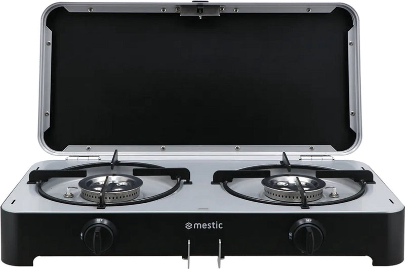 Mestic camping kooktoestel mgcp-1200 30mbar - 2 x 2500 watt vermogen - elektrische ontsteking - inclusief afneembare windschermen